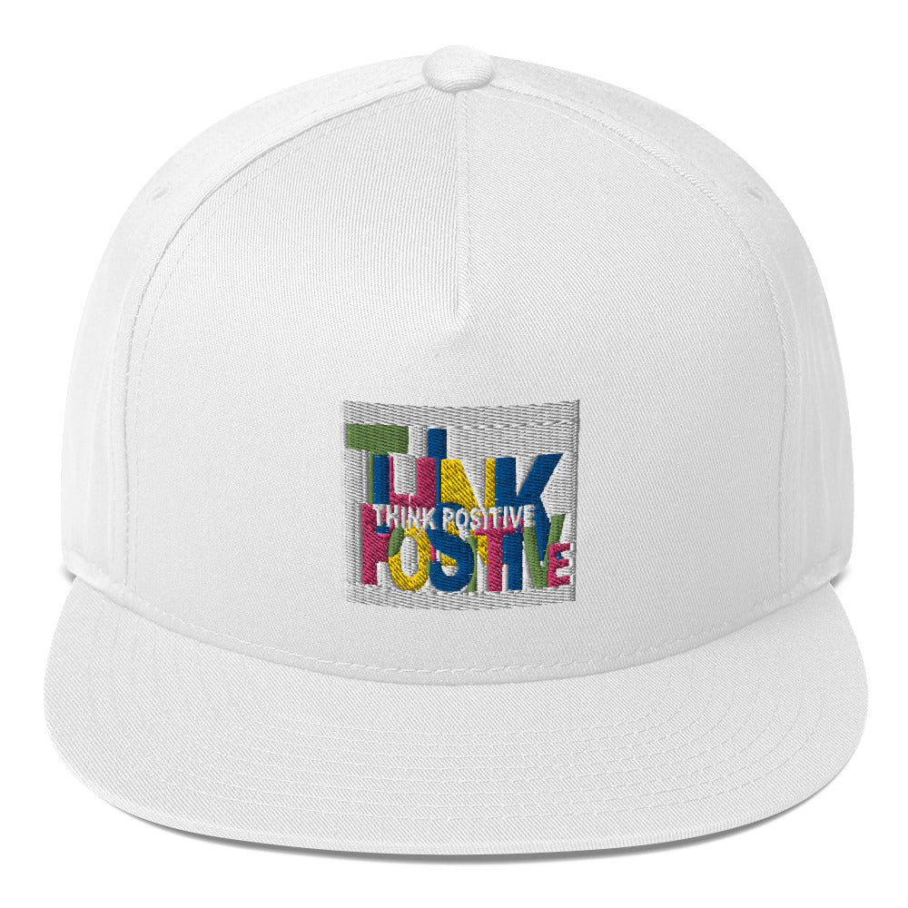 Motivational Hat "Think Positive" Inspiring Law of Affirmation Flat Bill Cap Snapback closure