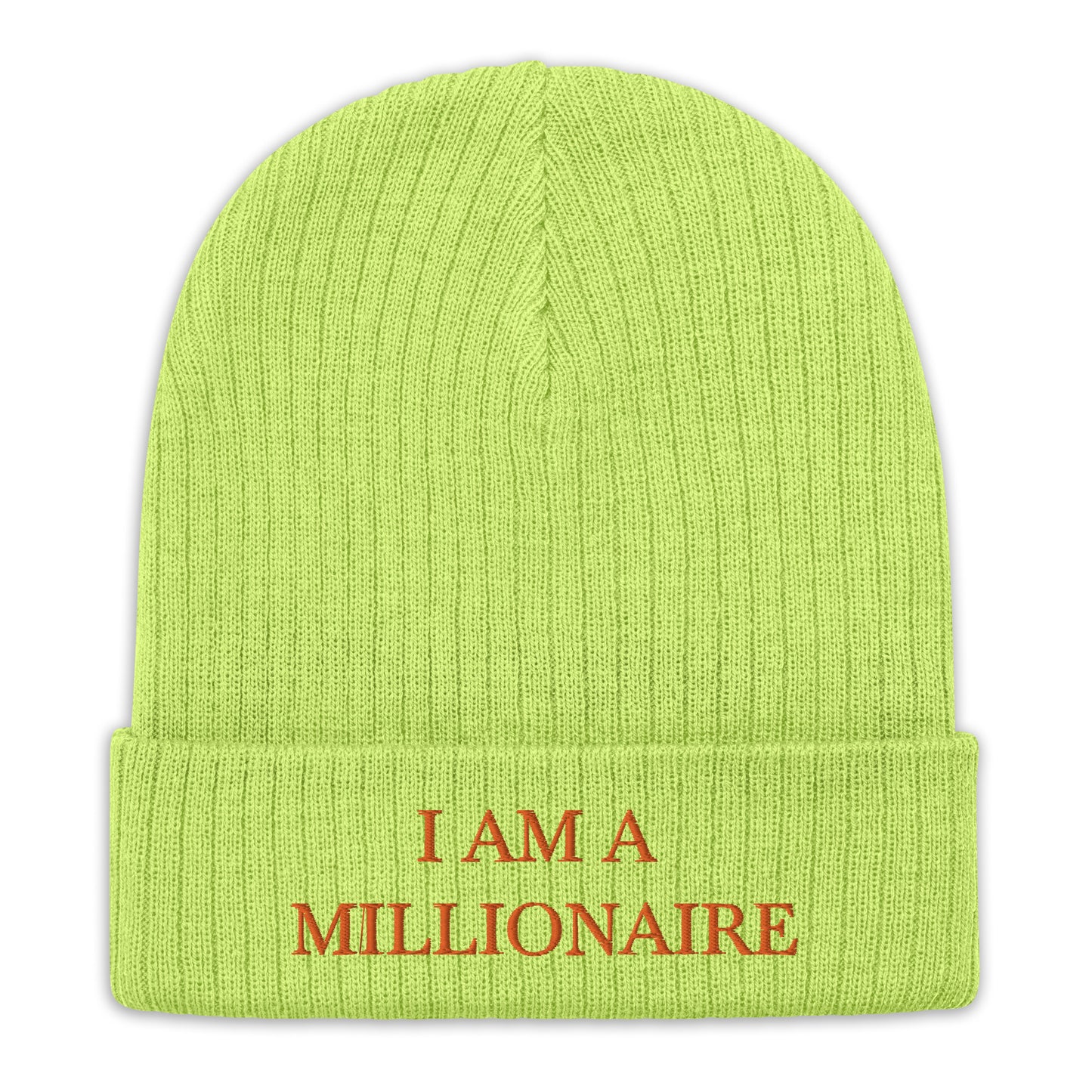 Law of Affirmation Beanie " I am Millionaire" Ribbed knit Beanie