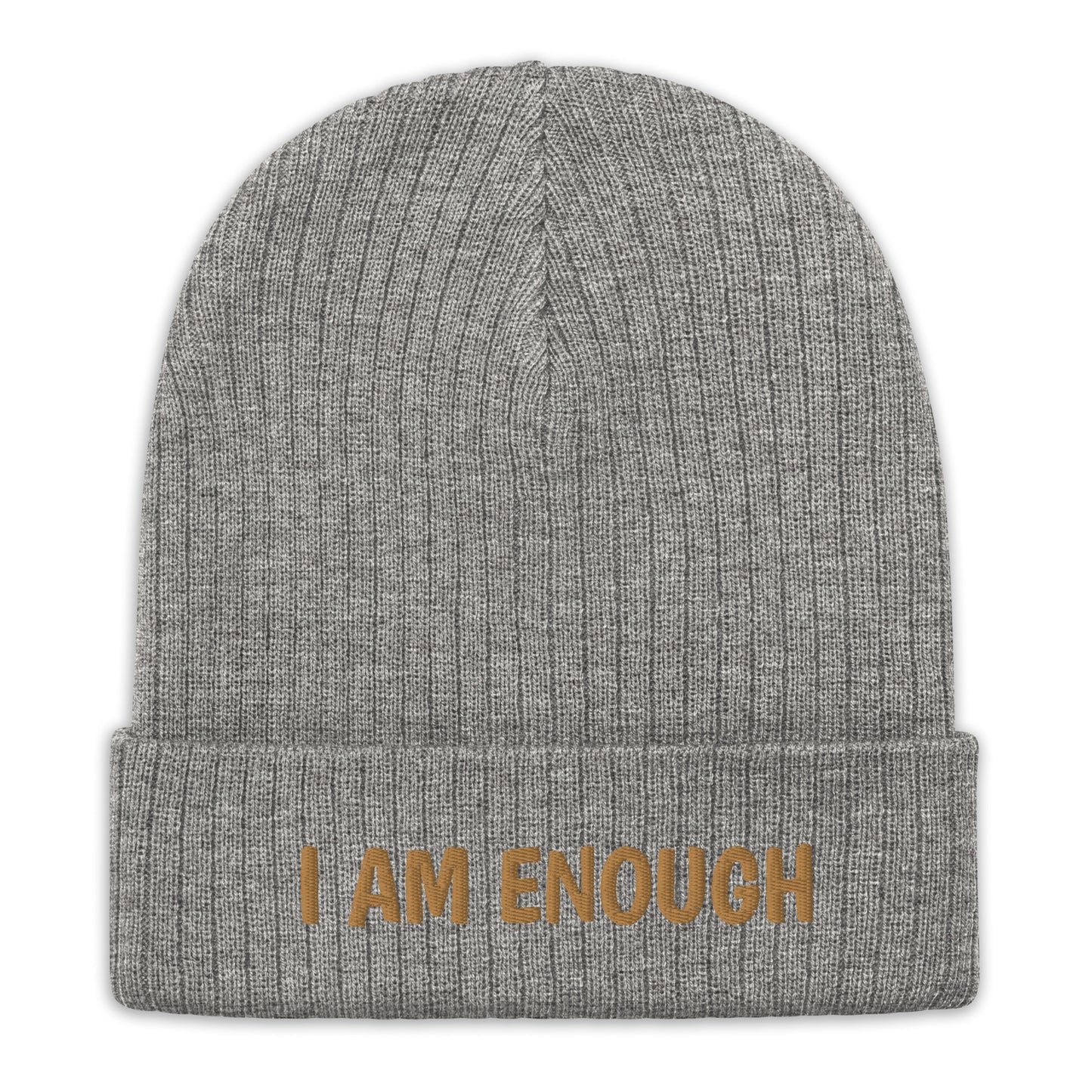 Positive Affirmation "I am Enough" Ribbed knit Beanie