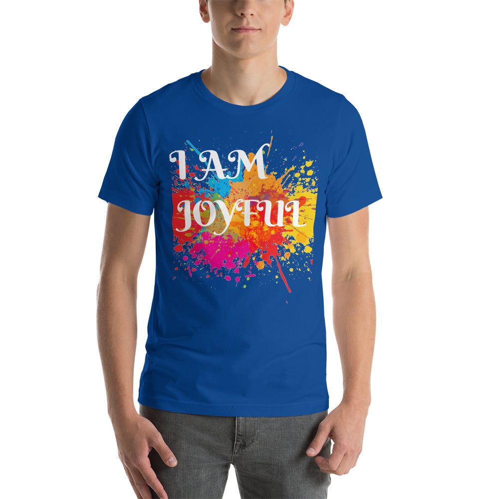 Motivational Unisex T-Shirt "I AM JOYFUL" Law of Attraction Short-Sleeve Unisex T-Shirt
