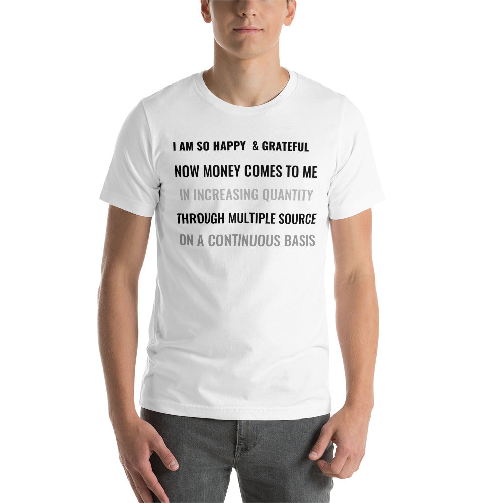 Motivational Unisex T-Shirt "I AM SO HAPPY & GRATEFUL" Law of Attraction Unisex T-Shirt