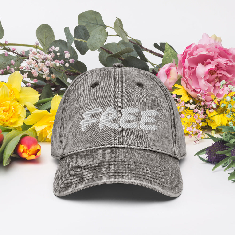 Motivational Hat "FREE" Inspirational Law of Affirmation Vintage Cotton Twill Cap