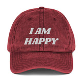Motivational Hat "Happy" Law of Affirmation Vintage Cotton Twill Cap