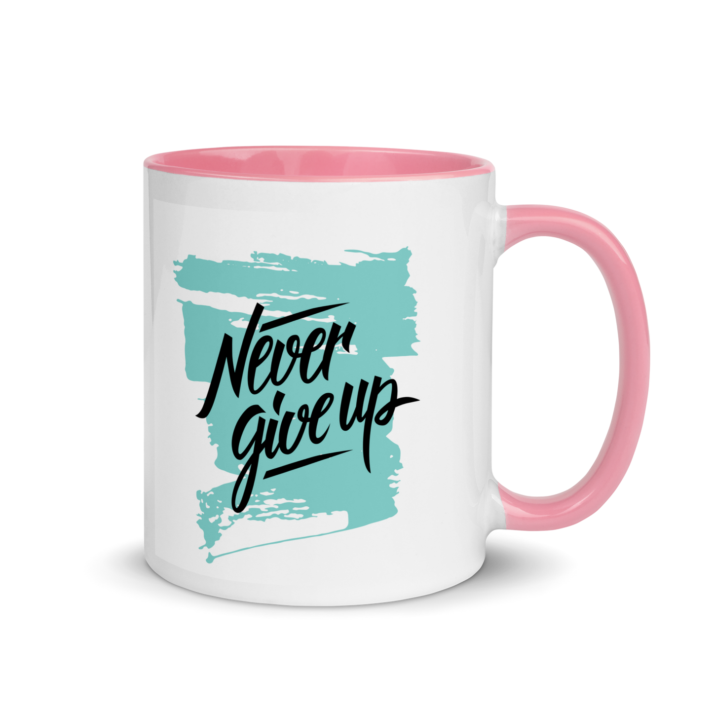 Motivational Mug "NEVER GIVE UP" Positive Inspirational Coffee Mug with Color Inside