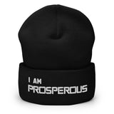 Motivational Beanie " I AM PROSPEROUS"  Inspiring  Law of Affirmation Embroidery Cuffed Beanie