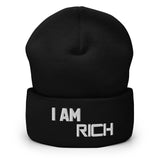 Motivational Beanie " I AM RICH"  Inspiring Law of affirmation  Embroidery Cuffed Beanie