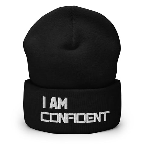 Motivational Beanie " I AM CONFIDENT"  Inspiring Law of Affirmation Embroidery Cuffed Beanie