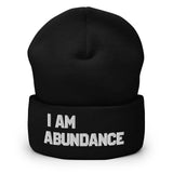 Motivational Cuffed Beanie "I AM ABUNDANCE"  Law of Affirmation Embroidery Cuffed Beanie