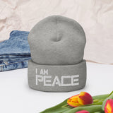 Motivational Beanie "I AM PEACE" Spiritual Law of Affirmation Embroidery Cuffed Beanie
