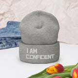 Motivational Beanie " I AM CONFIDENT"  Inspiring Law of Affirmation Embroidery Cuffed Beanie