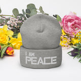 Motivational Beanie "I AM PEACE" Spiritual Law of Affirmation Embroidery Cuffed Beanie