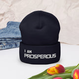 Motivational Beanie " I AM PROSPEROUS"  Inspiring  Law of Affirmation Embroidery Cuffed Beanie
