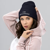Motivational Beanie "I AM MILLIONAIRE" Law of Affirmation Embroidery Cuffed Beanie
