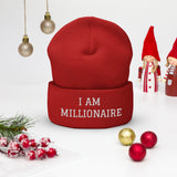 Motivational Beanie "I AM MILLIONAIRE" Law of Affirmation Embroidery Cuffed Beanie
