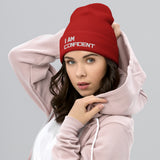 Motivational Beanie " I AM CONFIDENT"  Inspiring Law of Affirmation Embroidery Cuffed Beanie