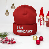 Motivational Cuffed Beanie "I AM ABUNDANCE"  Law of Affirmation Embroidery Cuffed Beanie