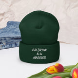 Exclusive Cuffed Beanie "EAT DRINK & be MARRIED" Customized Embroidery  Cuffed Beanie