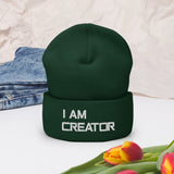 Motivational Beanie " I AM CREATOR"  Inspiring Law of Affirmation Embroidery Cuffed Beanie