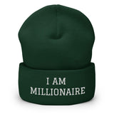 Motivational Beanie "I AM MILLIONAIRE" Law of Affirmation Embroidery Cuffed Beanie