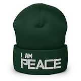 Motivational Beanie "I AM PEACE" Spiritual Law of Affirmation Embroidery Cuffed Beanie