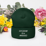 Exclusive Cuffed Beanie "EAT DRINK & be MARRIED" Customized Embroidery  Cuffed Beanie