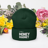 Motivational Beanie " I AM A MONEY MAGNET"  Inspiring Law of Affirmation Embroidery Cuffed Beanie