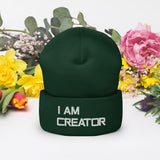 Motivational Beanie " I AM CREATOR"  Inspiring Law of Affirmation Embroidery Cuffed Beanie