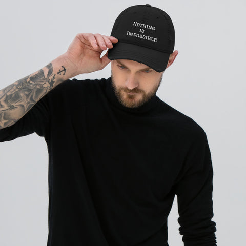 Motivational Cap "Nothing Impossible" Inspiring Law of Affirmation Distressed Dad Hat