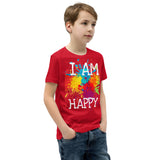 Youth T-Shirt " I AM HAPPY" Positive Motivational & Inspiring Youth Short Sleeve T-Shirt