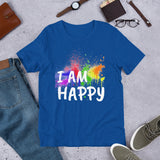 Motivational T-Shirt " I AM HAPPY" Inspiring Law of Affirmation Short-Sleeve Unisex T-Shirt