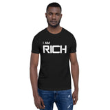 Motivational  T-Shirt. "I AM RICH" Law of Affirmation Short-Sleeve Unisex T-Shirt.