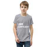 Motivational Youth  T-Shirt "I AM CONFIDENT"  Inspiring Law of Affirmation Short Sleeve Unisex T-Shirt for Youth