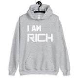 Motivational Hoodie " I AM RICH" Positive Law of affirmation  Unisex  Hoodie