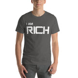 Motivational  T-Shirt. "I AM RICH" Law of Affirmation Short-Sleeve Unisex T-Shirt.