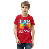 Youth T-Shirt " I AM HAPPY" Positive Motivational & Inspiring Youth Short Sleeve T-Shirt