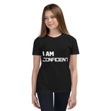 Motivational Youth  T-Shirt "I AM CONFIDENT"  Inspiring Law of Affirmation Short Sleeve Unisex T-Shirt for Youth