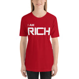 Motivational  T-Shirt. "I AM RICH" Law of Affirmation Short-Sleeve Unisex T-Shirt.