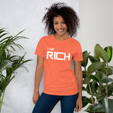 Motivational  T-Shirt. "I AM RICH" Law of Affirmation Short-Sleeve Unisex T-Shirt.