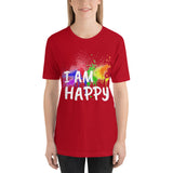 Motivational T-Shirt " I AM HAPPY" Inspiring Law of Affirmation Short-Sleeve Unisex T-Shirt