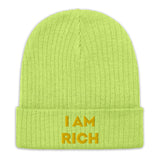 Affirmative Beanie " I am Rich" Ribbed knit Beanie