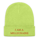 Law of Affirmation Beanie " I am Millionaire" Ribbed knit Beanie