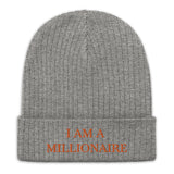 Law of Affirmation Beanie " I am Millionaire" Ribbed knit Beanie