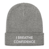 Motivational Beanie " I Breathe Confidence" Ribbed knit Beanie