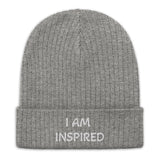 Positive Affirmation "I am Inspired" Ribbed knit beanie