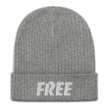 Motivational beanie "FREE" Ribbed knit beanie