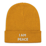 Law of Affirmational Beanie " I am Peace" Ribbed knit beanie