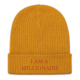 Law of Affirmation Beanie " I am Millionaire" Ribbed knit Beanie