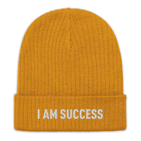 Motivational Beanie "I am Success" Ribbed knit beanie