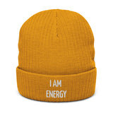 Motivational Beanie "I am Energy" Ribbed knit beanie