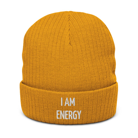 Motivational Beanie "I am Energy" Ribbed knit beanie